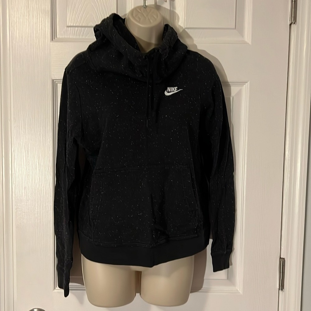 Nike black speckled hoodie with white speckles, size S